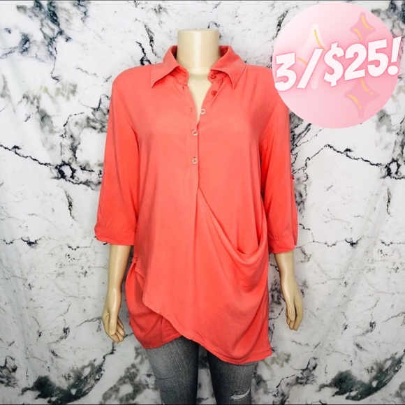 💖3/$25💖 Zokai Gathered Draped Button Up Shirt